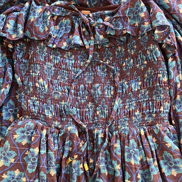 Free People Oasis Printed Midi Dress French Chocolate Combo NWT - Picture 14 of 16